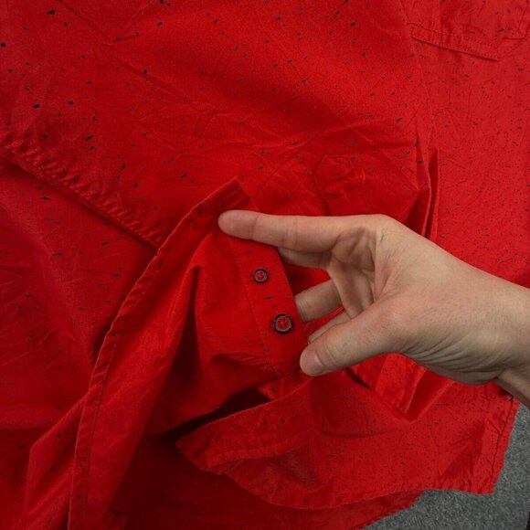 Red Ape Urban Wear Red Black Splatter Button Up Long Sleeve Shirt Men 2XL Adult - Picture 15 of 16